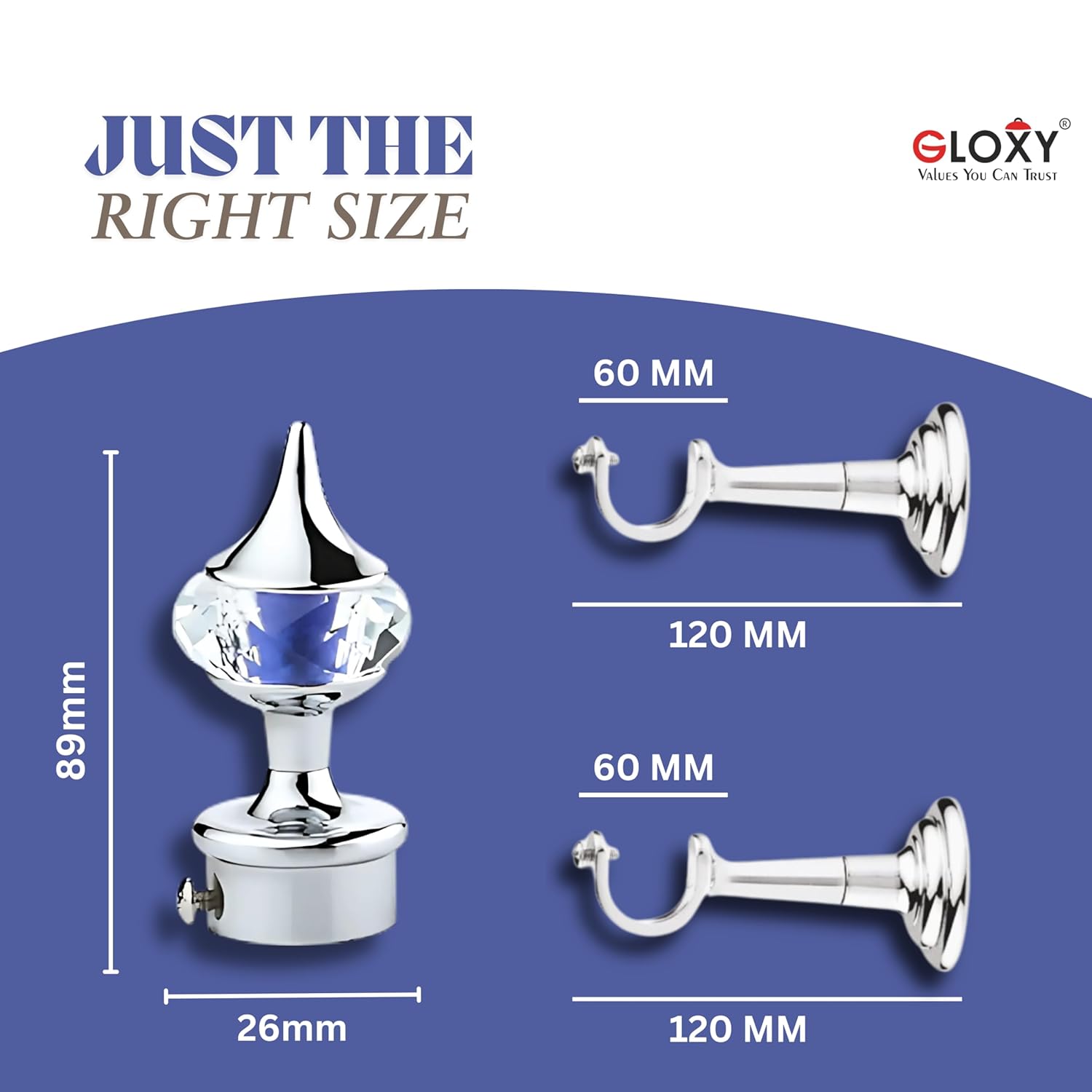 Single Diamond Aluminium Curtain Bracket with L Support(Blue)-by GLOXY®