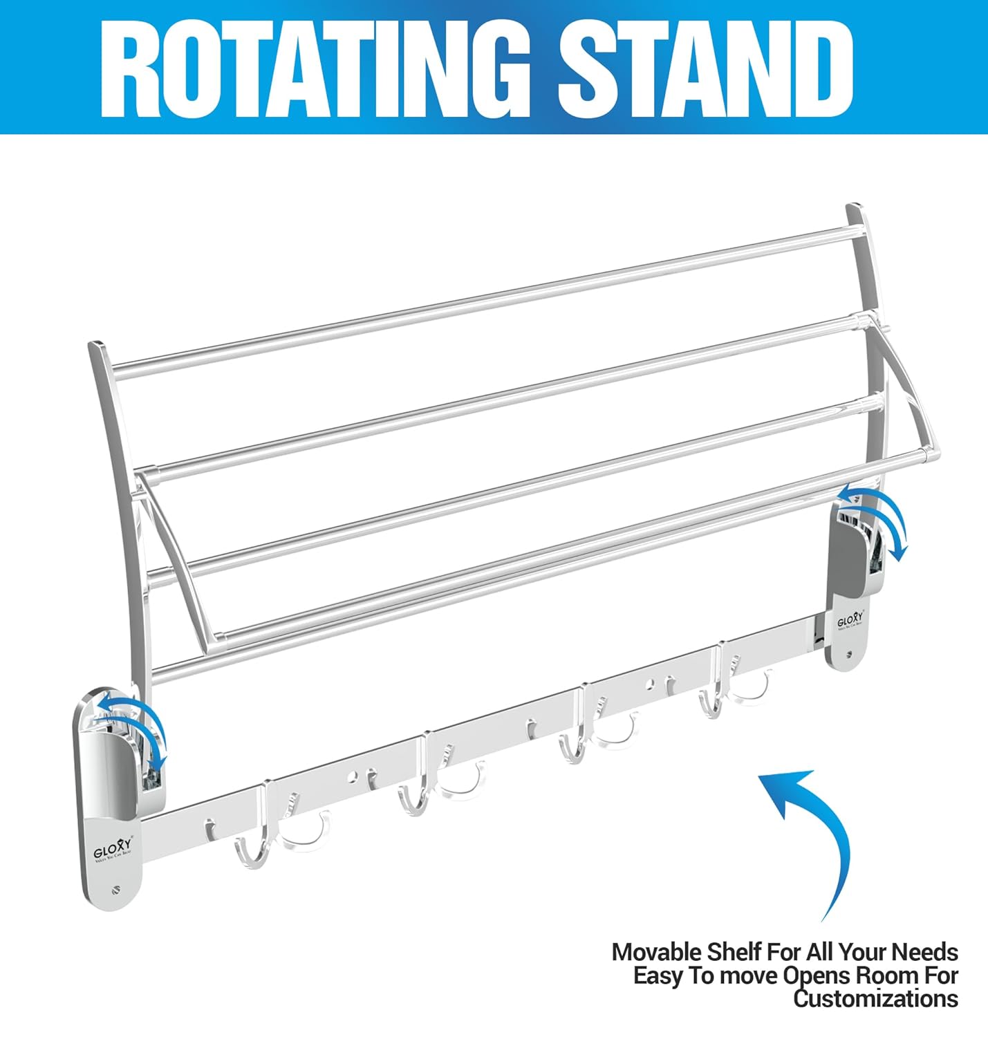 24 Inch Stainless Steel Folding Towel Racks for Bathroom- by GLOXY®