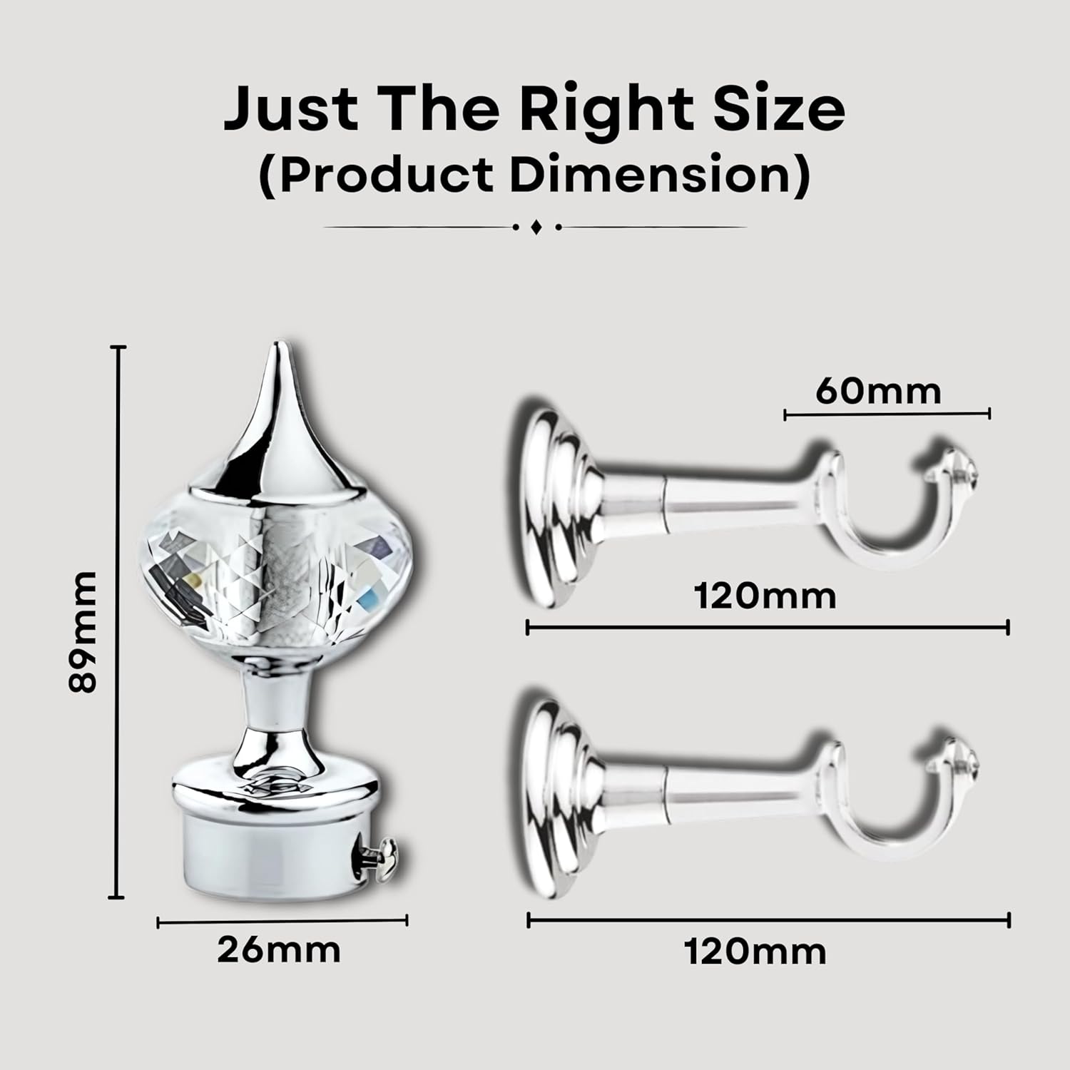 Single Diamond Aluminium Curtain Bracket with L Support(Silver)-by GLOXY®