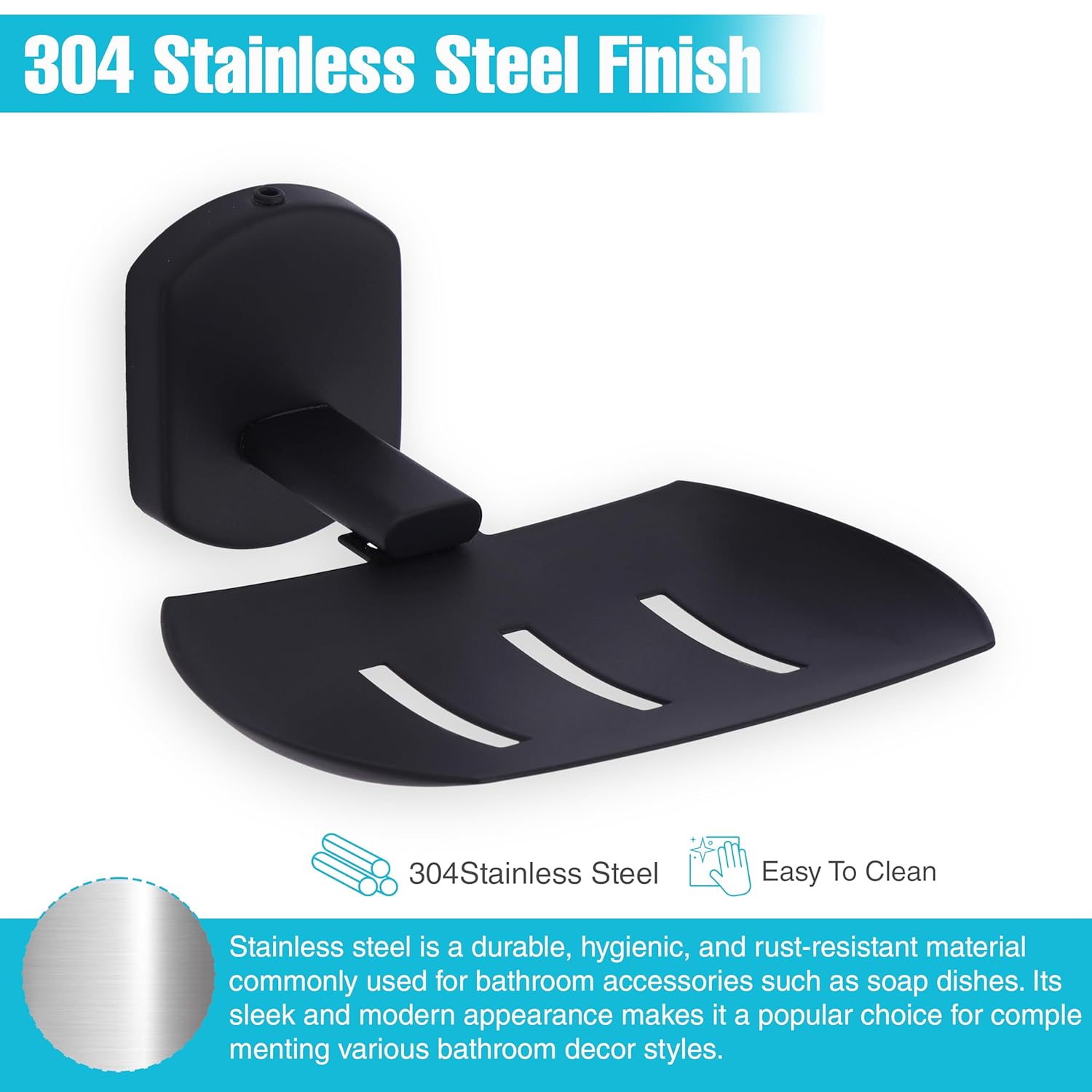 Gloxy Squar Shape Stainless Steel 202 Grade Black Matt Finish Single Soap Holder