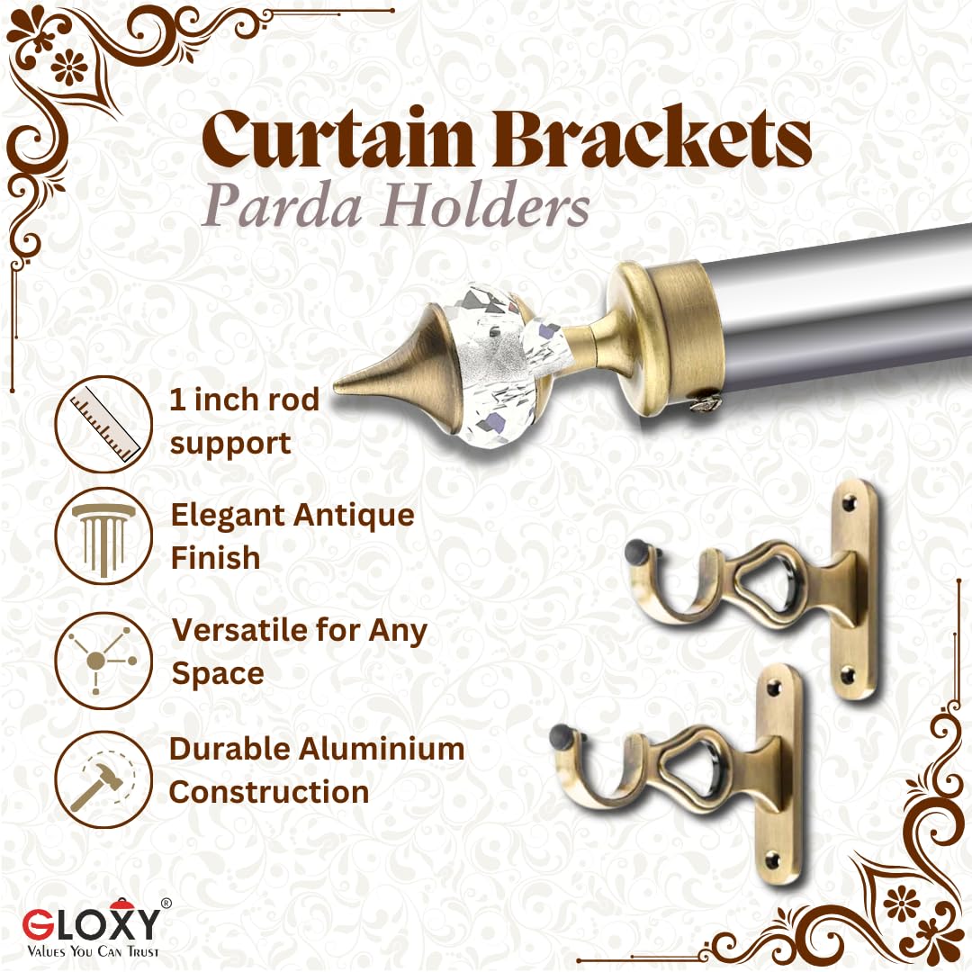 Single Diamond Aluminium Curtain Bracket with Cherry Support(Antique)-by GLOXY®