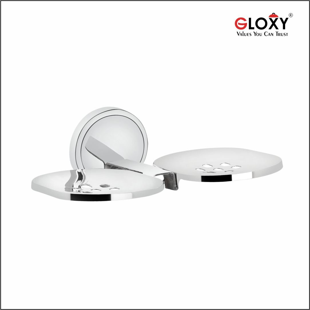 Round Shape Stainless Steel Silver Double Soap Holder