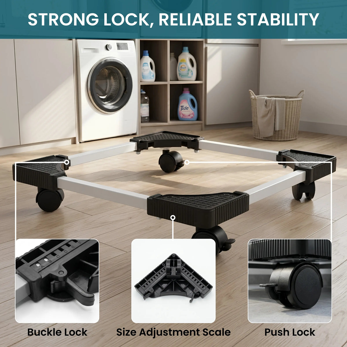 GLOXY Adjustable Fridge Stand with Wheels