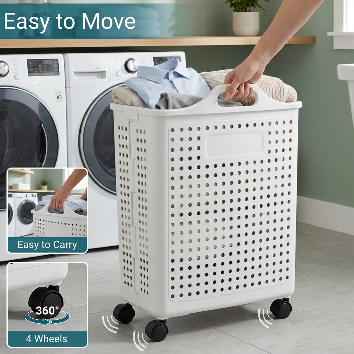 Gloxy 50 L White Laundry Basket (Plastic)