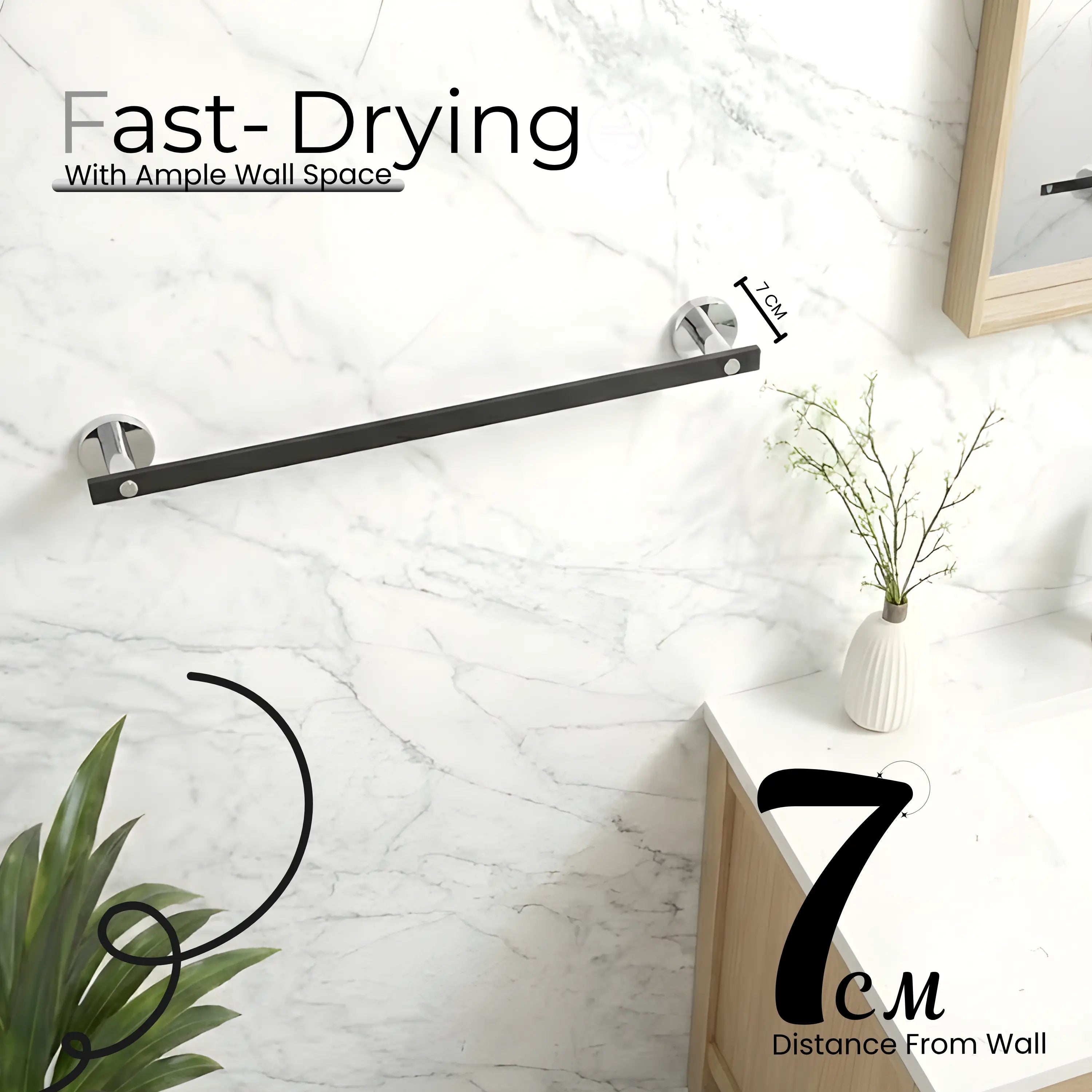 Black Finish 24 Inch Stainless Steel Towel Rod for Bathroom by GLOXY®