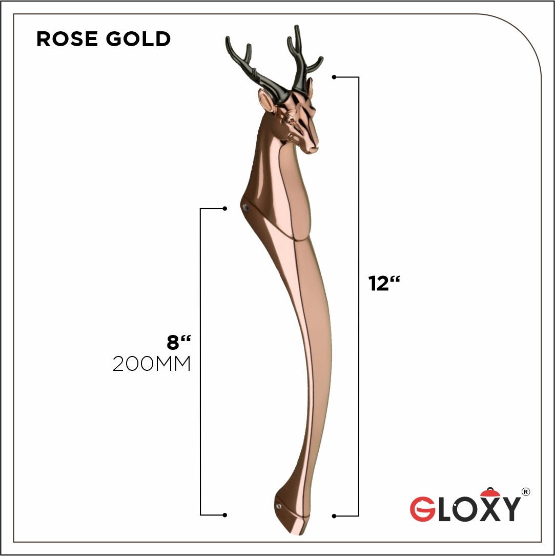 gloxy deer shape aluminium front door handle 8 inch rose gold