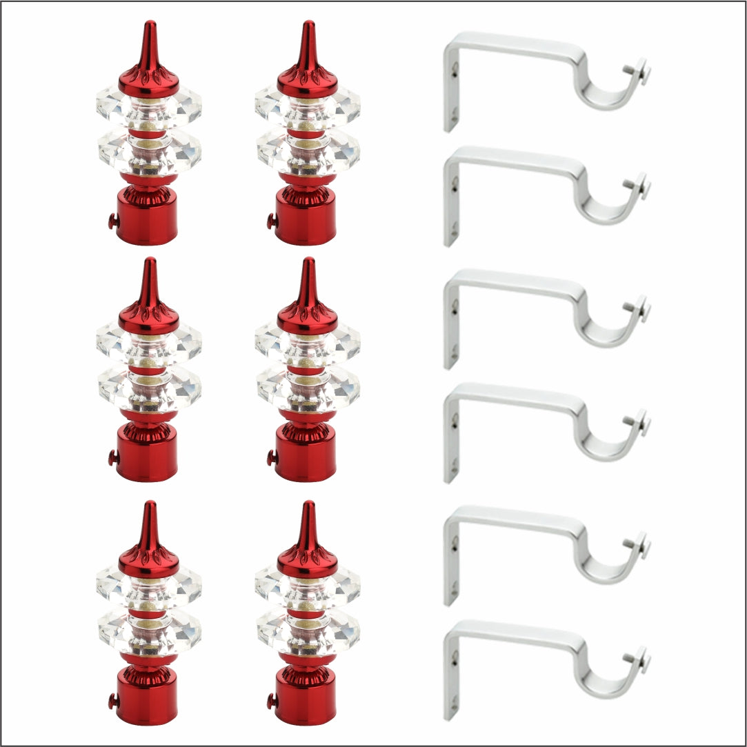 Double Diamond Aluminium Curtain Bracket with Support (Maroon)