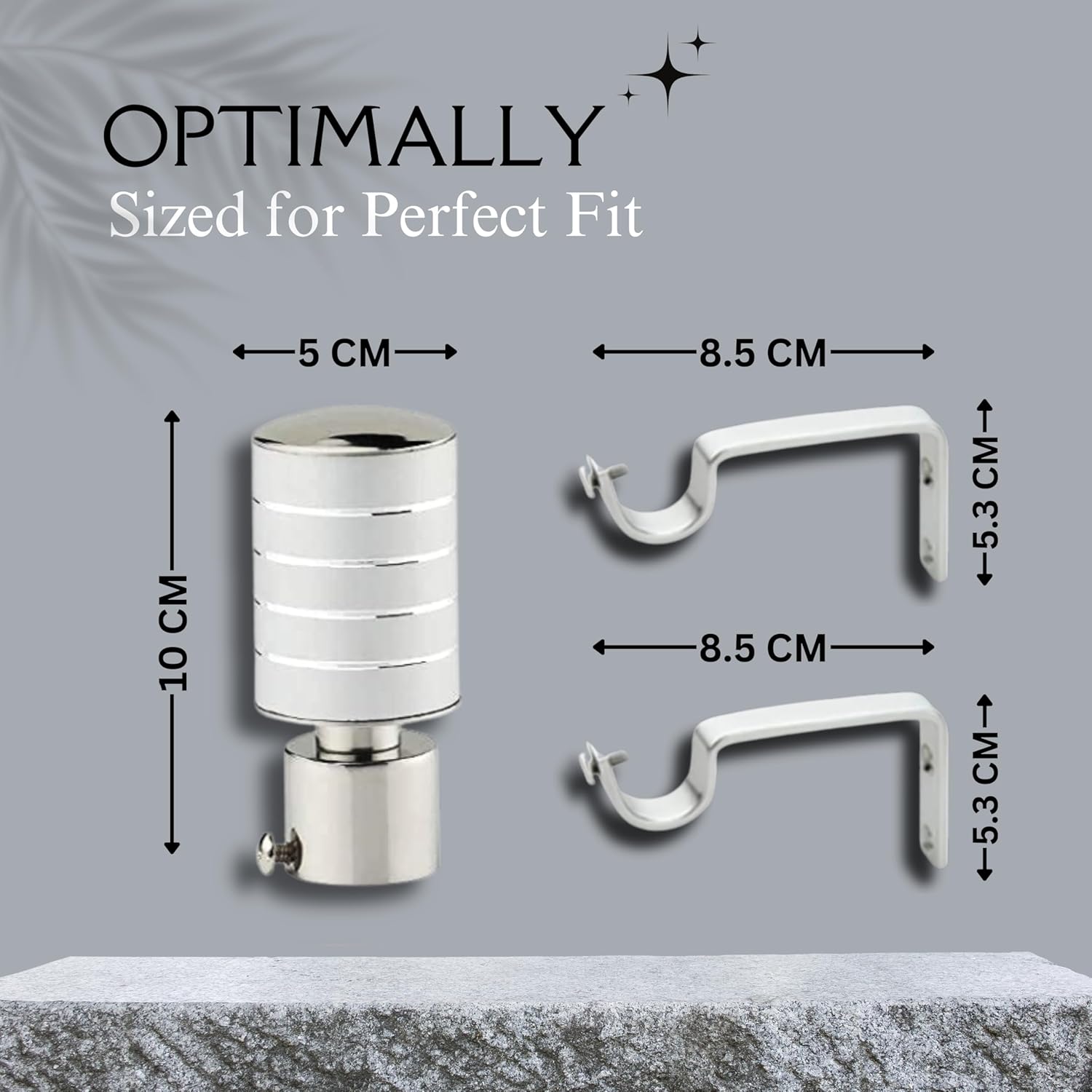Aluminium Curtain Bracket with Support(Silver)-by GLOXY®
