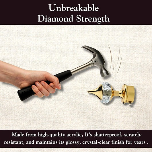 Gloxy Single Diamond Aluminium Curtain Rod Finials with Support– Gold