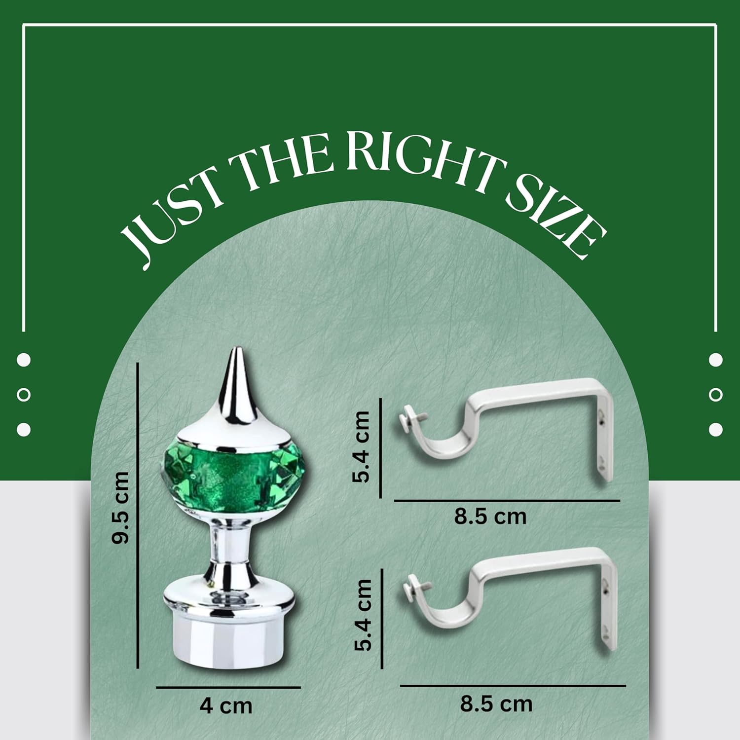 Single Diamond Aluminium Curtain Bracket with Support(Silver Mix Green)-by GLOXY®