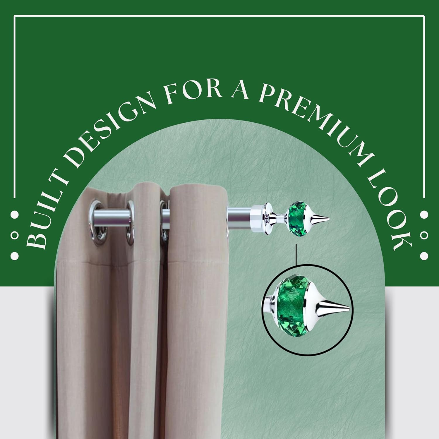 Single Diamond Aluminium Curtain Bracket with Support(Silver Mix Green)-by GLOXY®