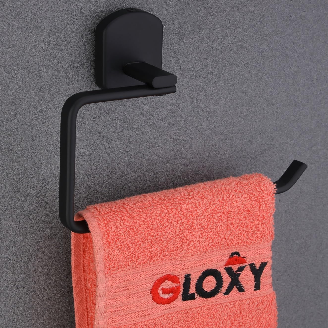 GLOXY Stainless Steel Black Matt Finish Napkin Holder for Washbasin Kitchen Wall Mounted Towel Ring Bathroom Accessories