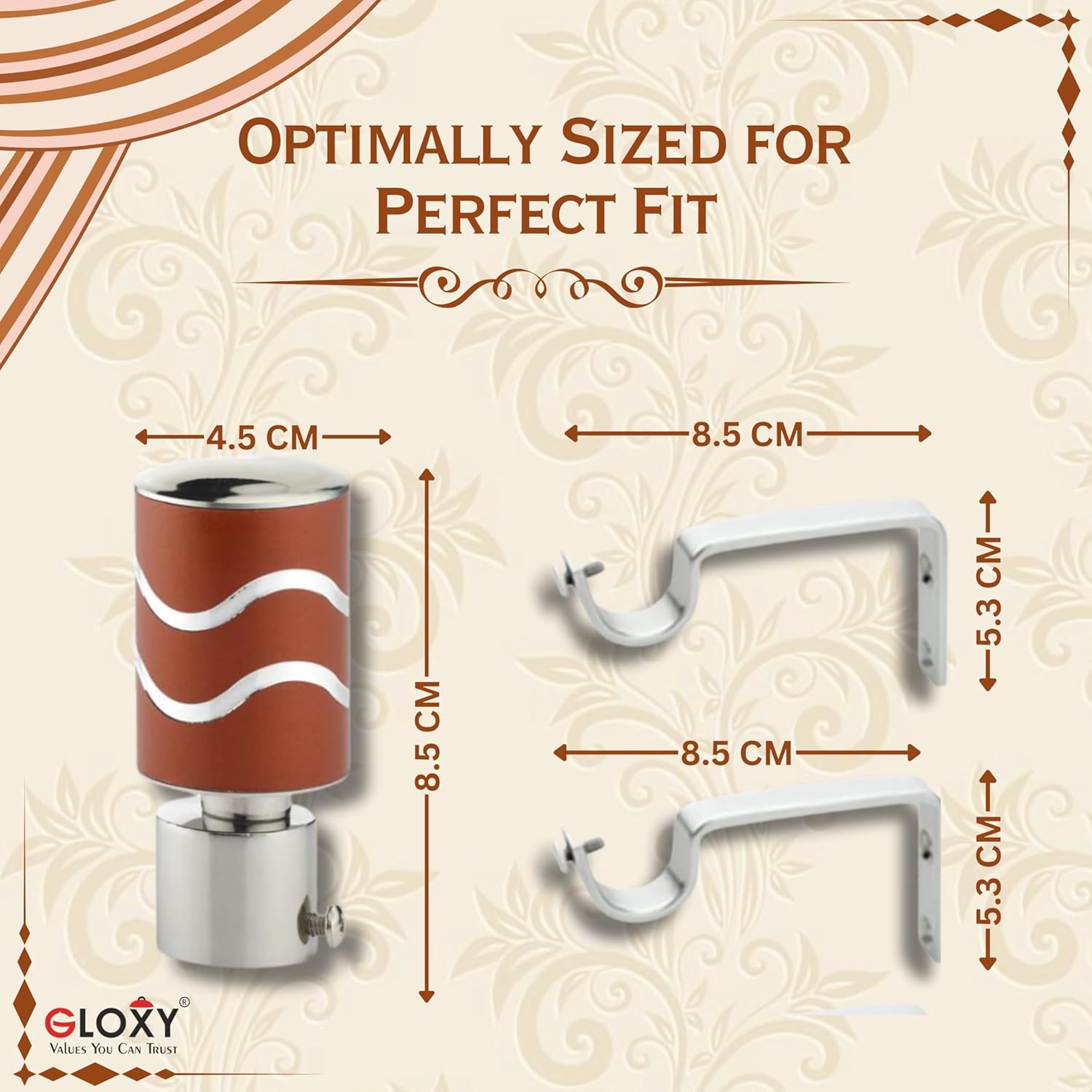 2 Line Aluminium Curtain Bracket with Support(Red)-by GLOXY®