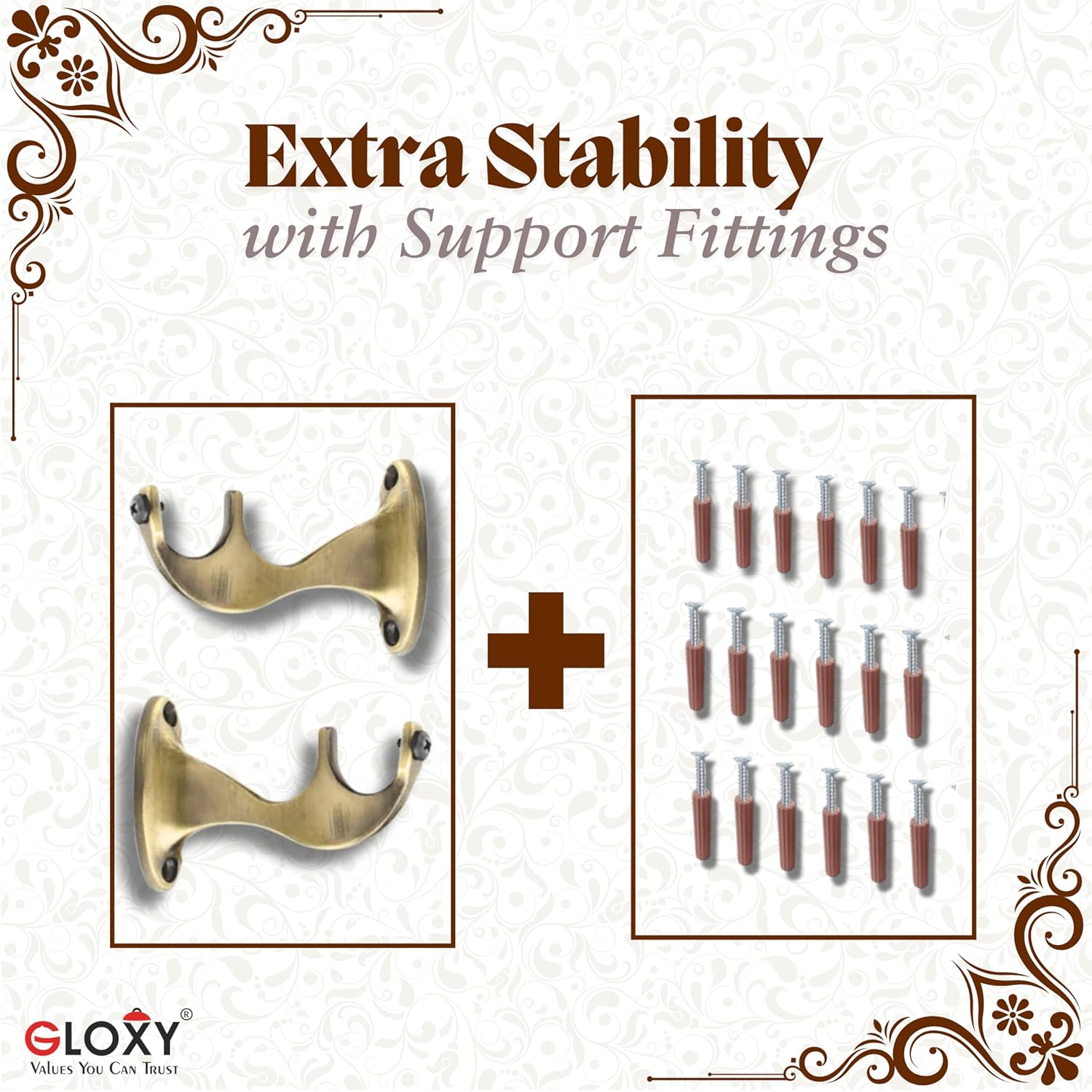 Single Diamond Aluminium Curtain Bracket with Talwar Support(Antique)-by GLOXY®