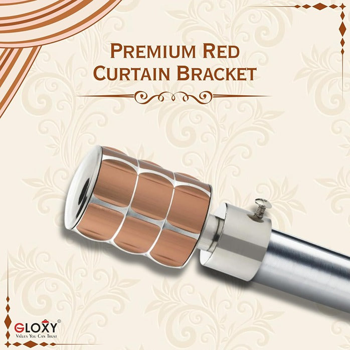 Gloxy Square Shape Stainless Steel Curtain Rod Finials with Support– Copper