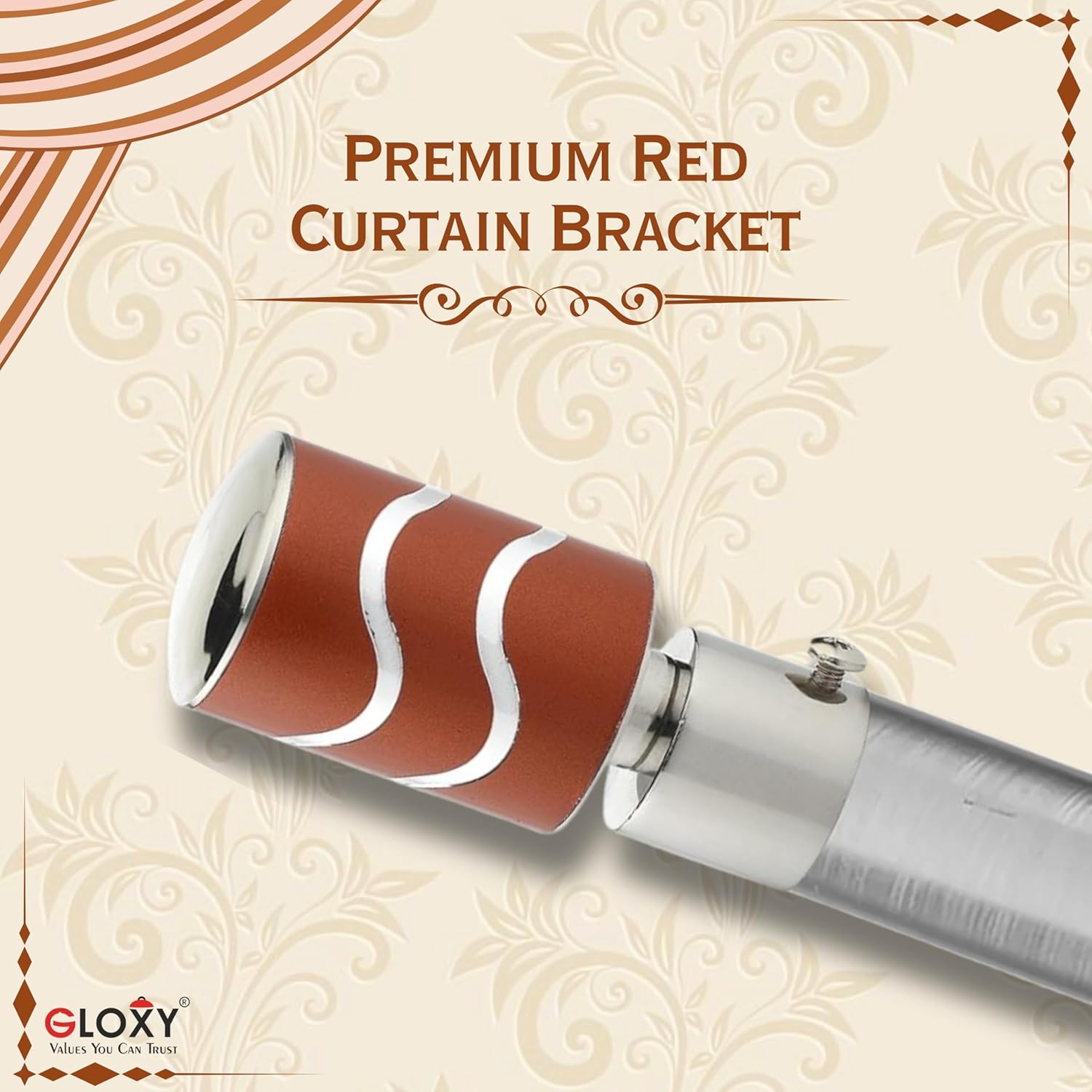 2 Line Aluminium Curtain Bracket with Support(Red)-by GLOXY®