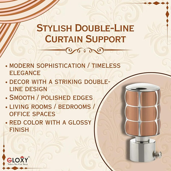 Gloxy Square Shape Stainless Steel Curtain Rod Finials with Support– Copper