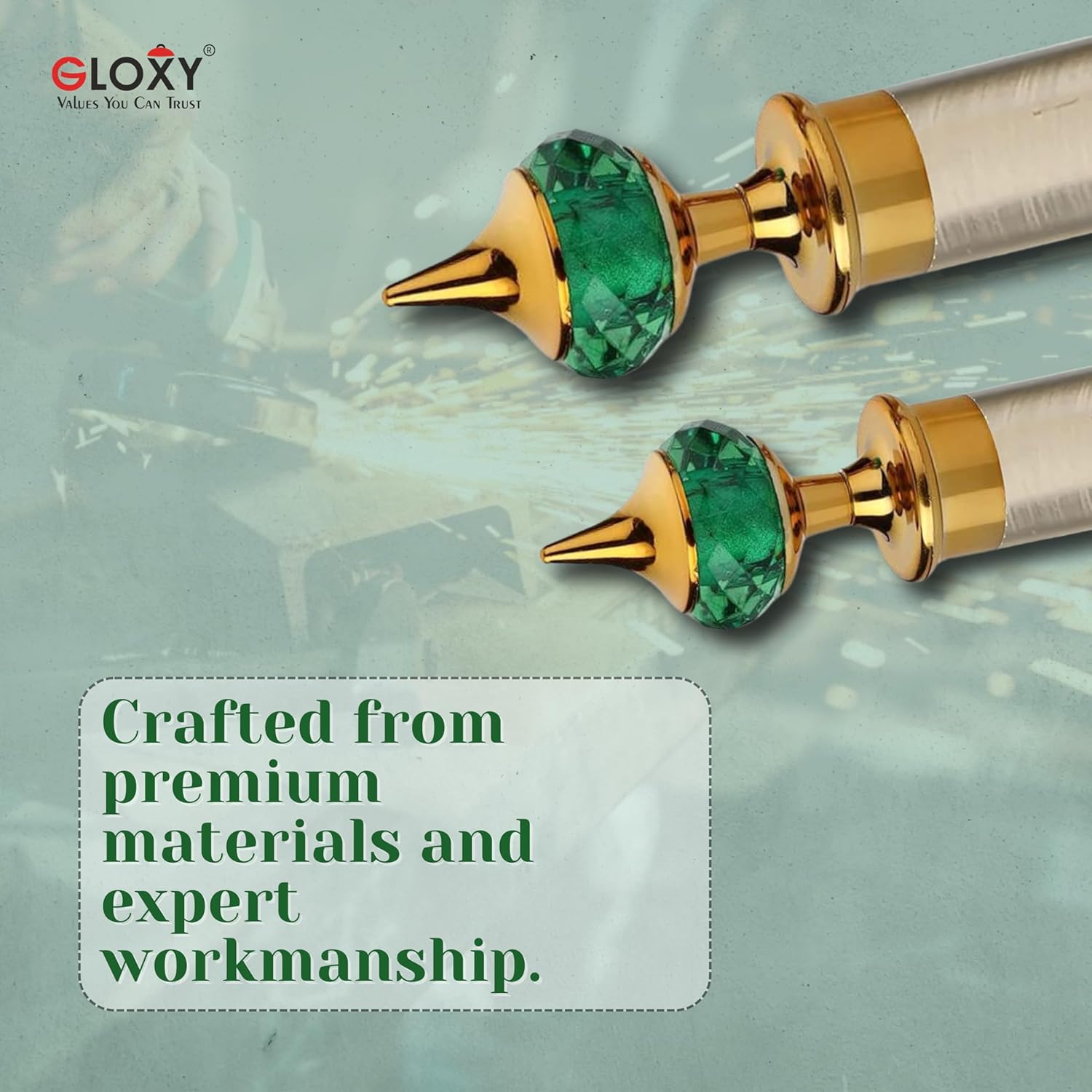 Single Diamond Aluminium Curtain Bracket with Support(Gold Mix Green)-by GLOXY®