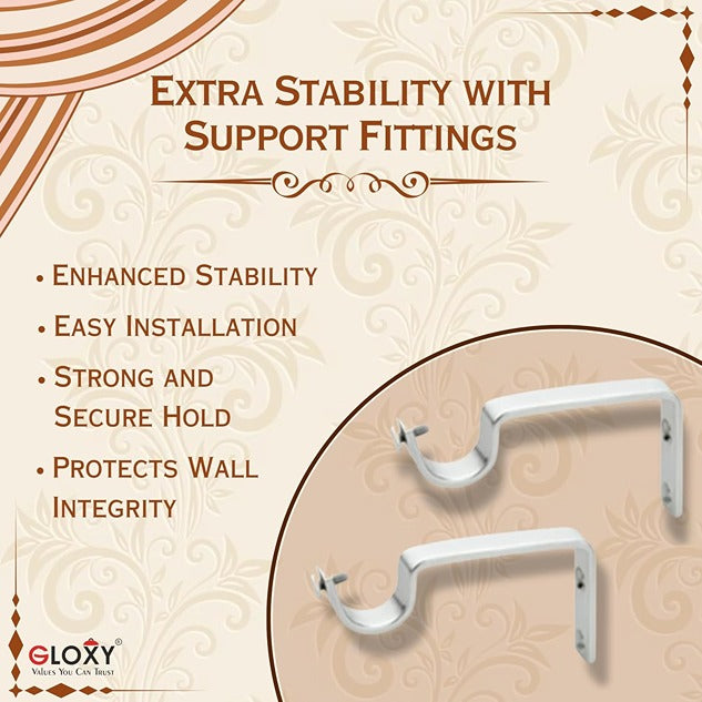 Gloxy Square Shape Stainless Steel Curtain Rod Finials with Support– Copper