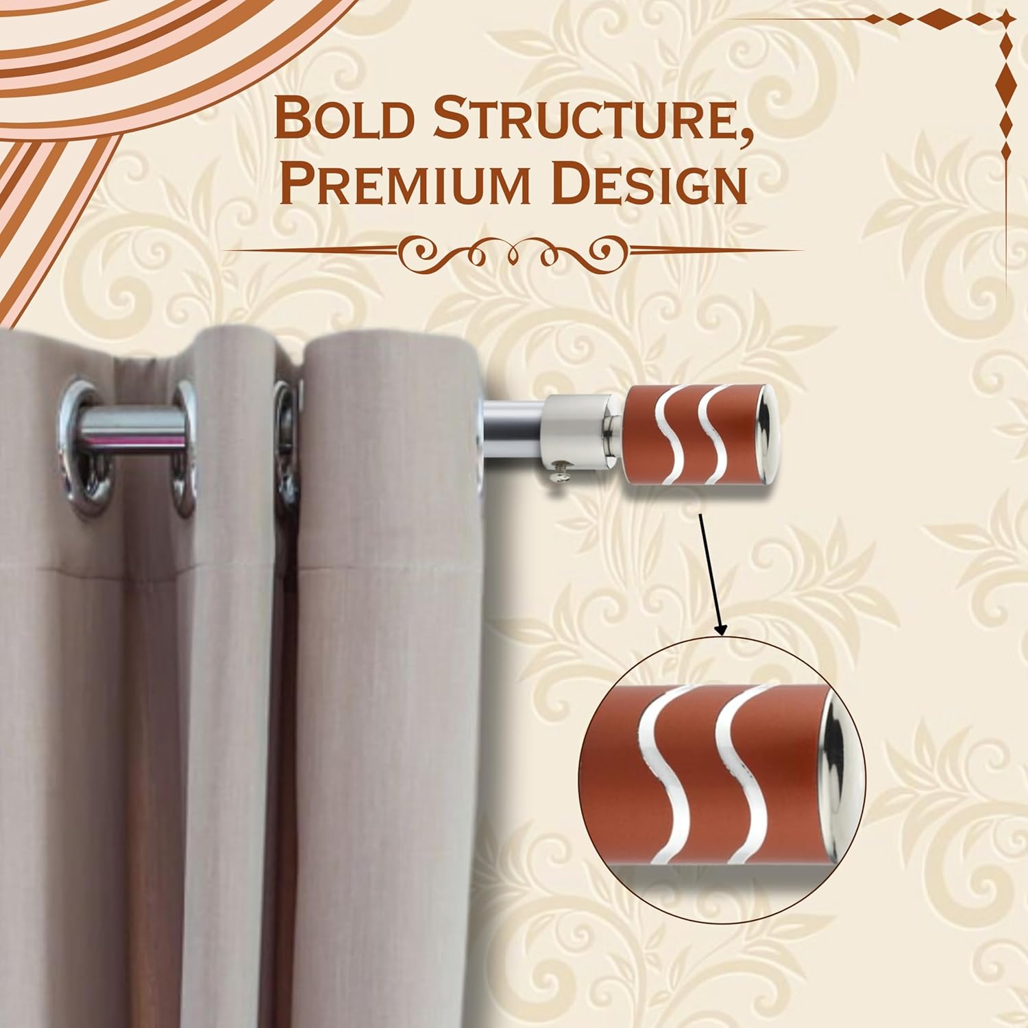 2 Line Aluminium Curtain Bracket with Support(Red)-by GLOXY®