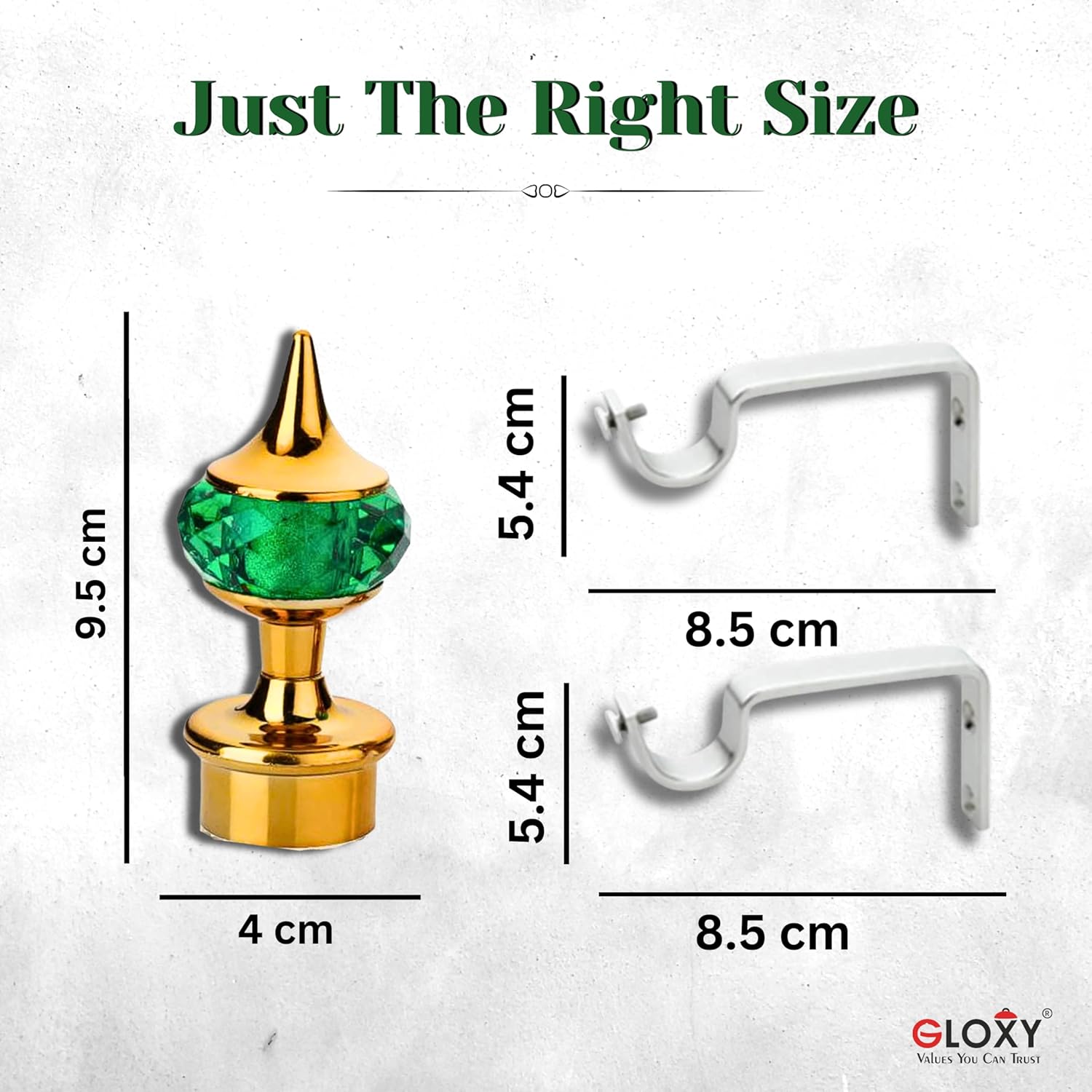 Single Diamond Aluminium Curtain Bracket with Support(Gold Mix Green)-by GLOXY®