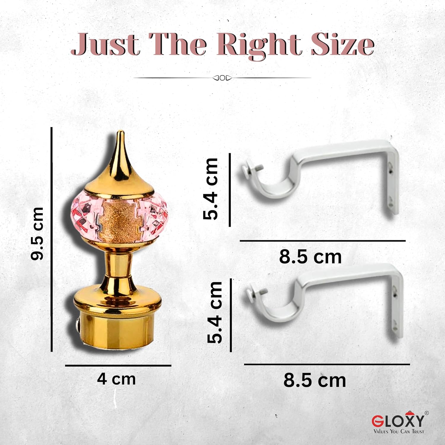 Single Diamond Aluminium Curtain Bracket with Support(Gold Mix Pink)-by GLOXY®