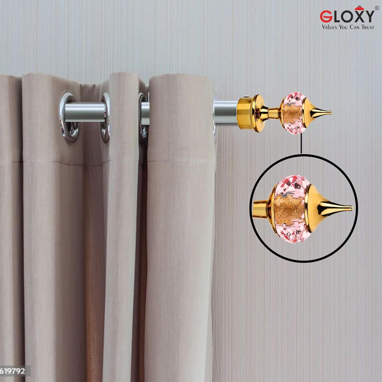 Single Diamond Aluminium Curtain Bracket with Support(Gold Mix Pink)-by GLOXY®