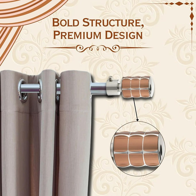 Gloxy Square Shape Stainless Steel Curtain Rod Finials with Support– Copper