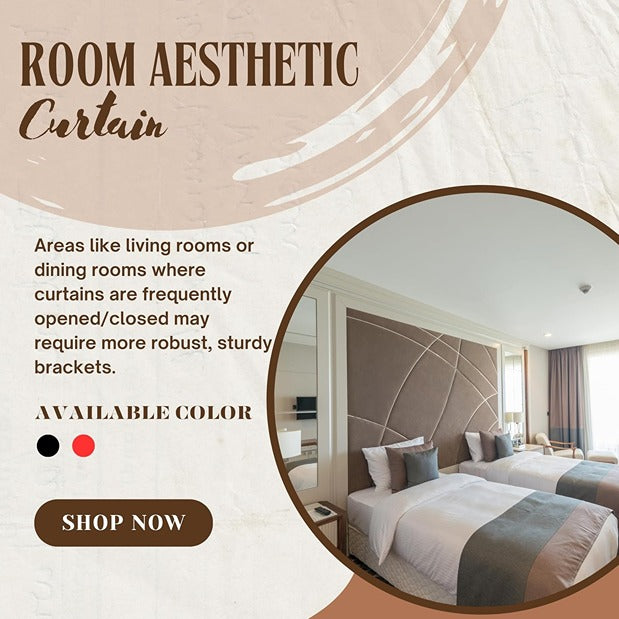 Gloxy Floral Print Stainless Steel Curtain Rod Finials with Support– Black