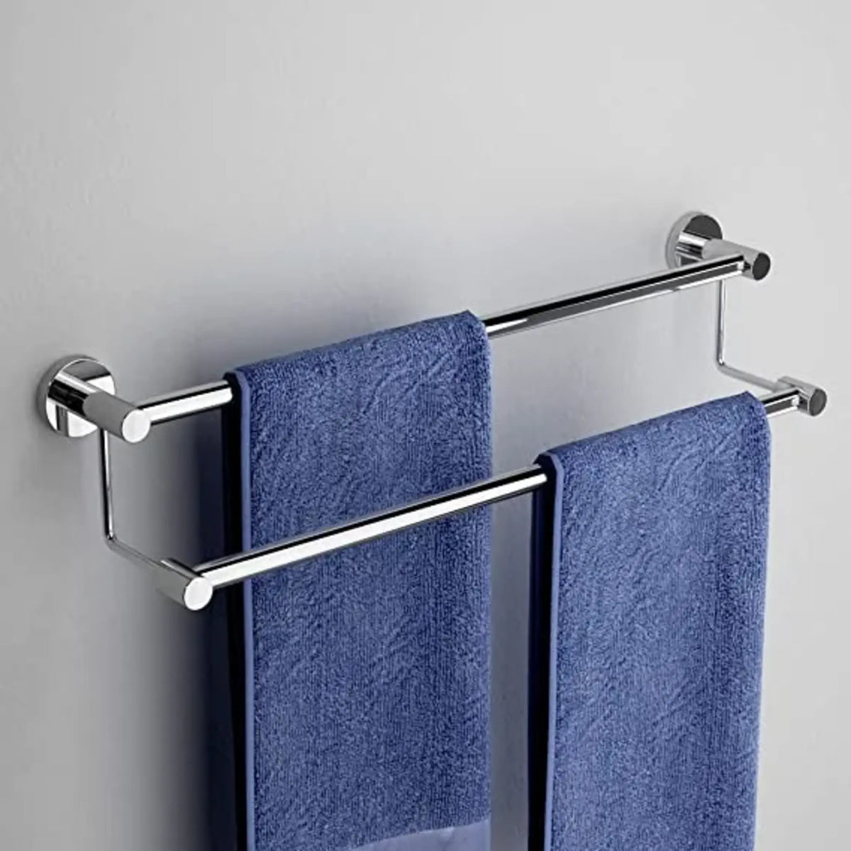 Stainless Steel 2 Layer Towel Rod (24 Inch, Silver)-by GLOXY®