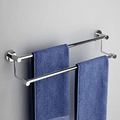 Stainless Steel 2 Layer Towel Rod (24 Inch, Silver)-by GLOXY®