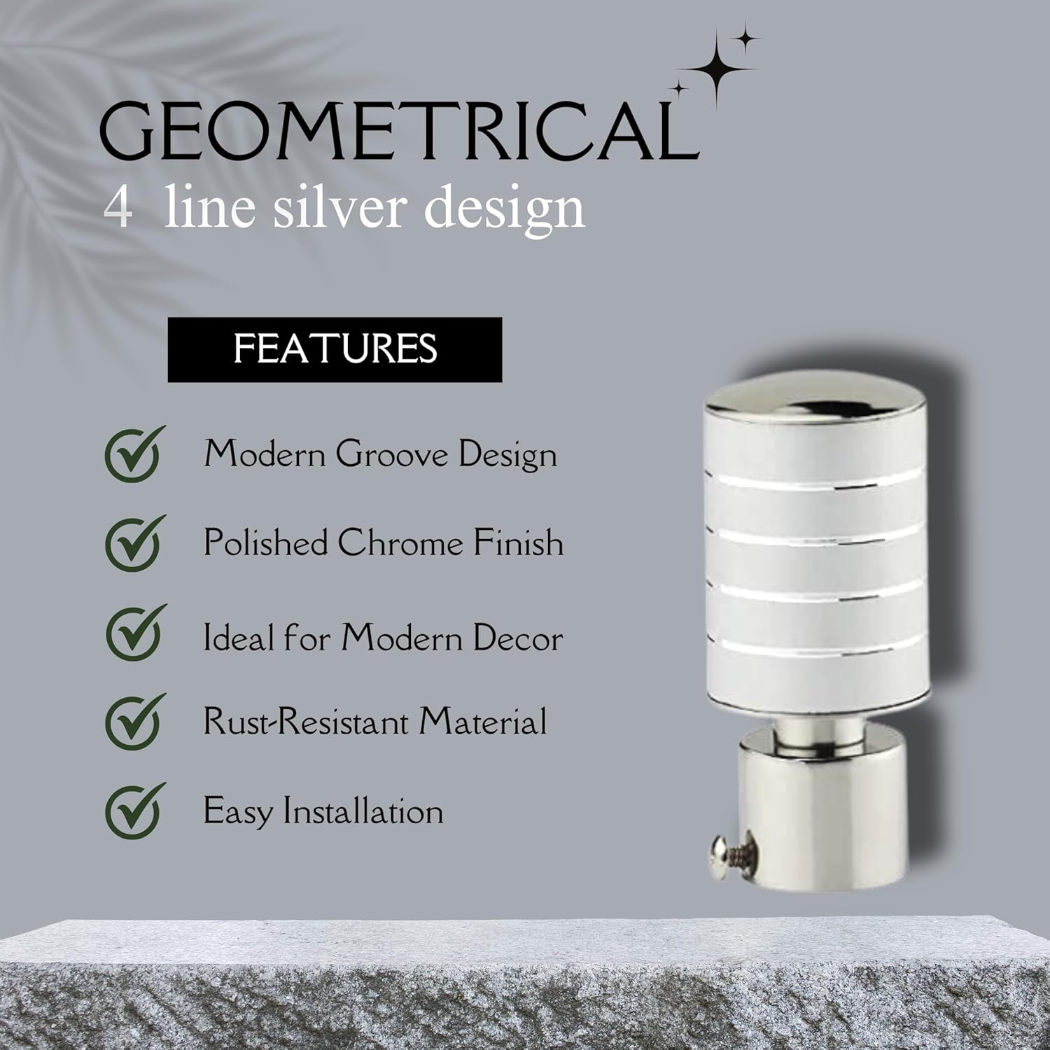 Aluminium Curtain Bracket with Support(Silver)-by GLOXY®