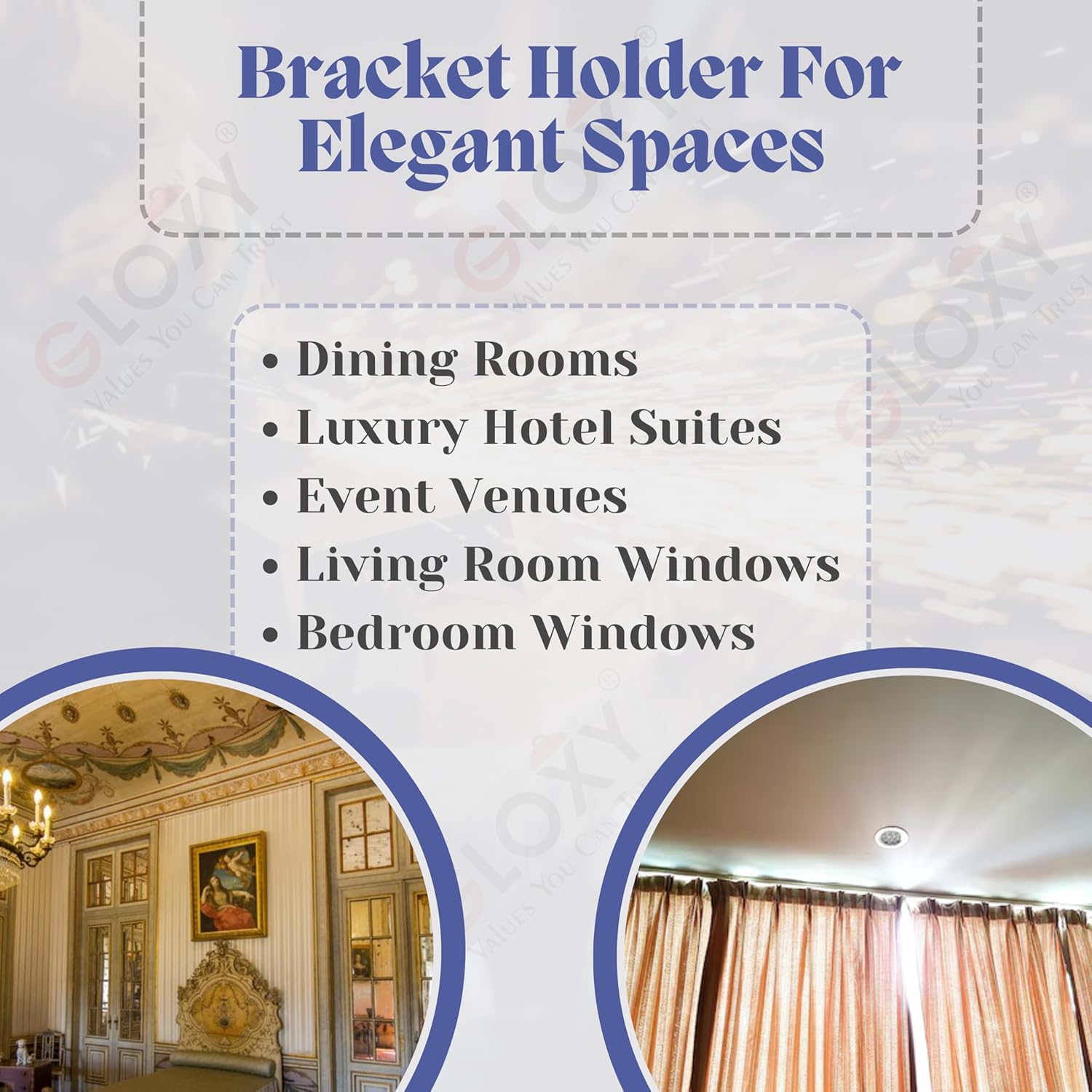 Single Diamond Aluminium Curtain Bracket with L Support(Blue)-by GLOXY®