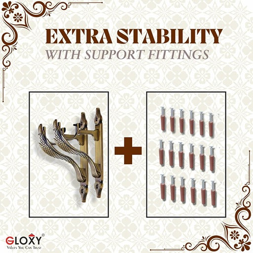 Gloxy Swan Bird Shape Aluminium Curtain Rod Finials with Support– Antique