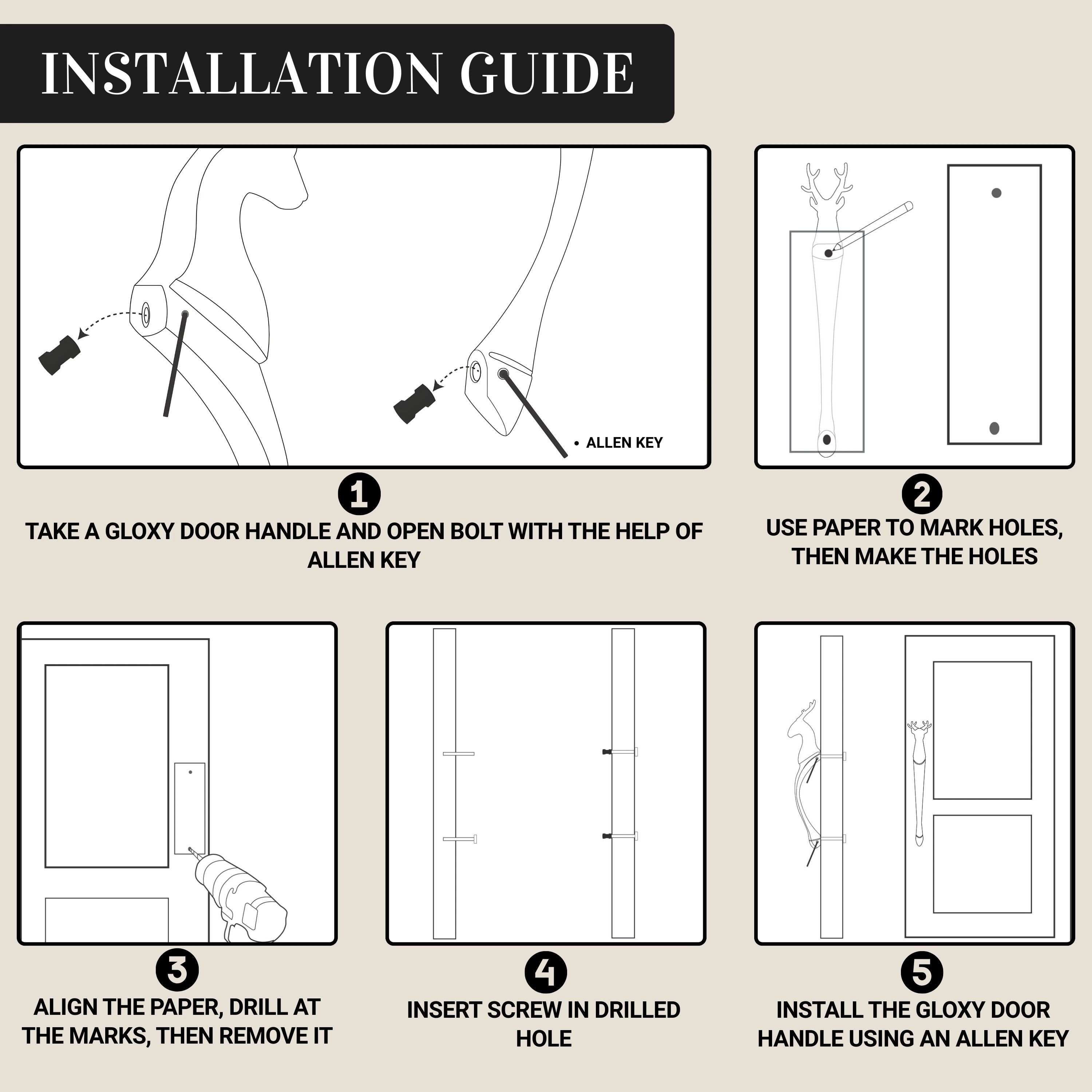 Gloxy Deer Shape Aluminium Main Gate Handle 21 Inch -Copper Black