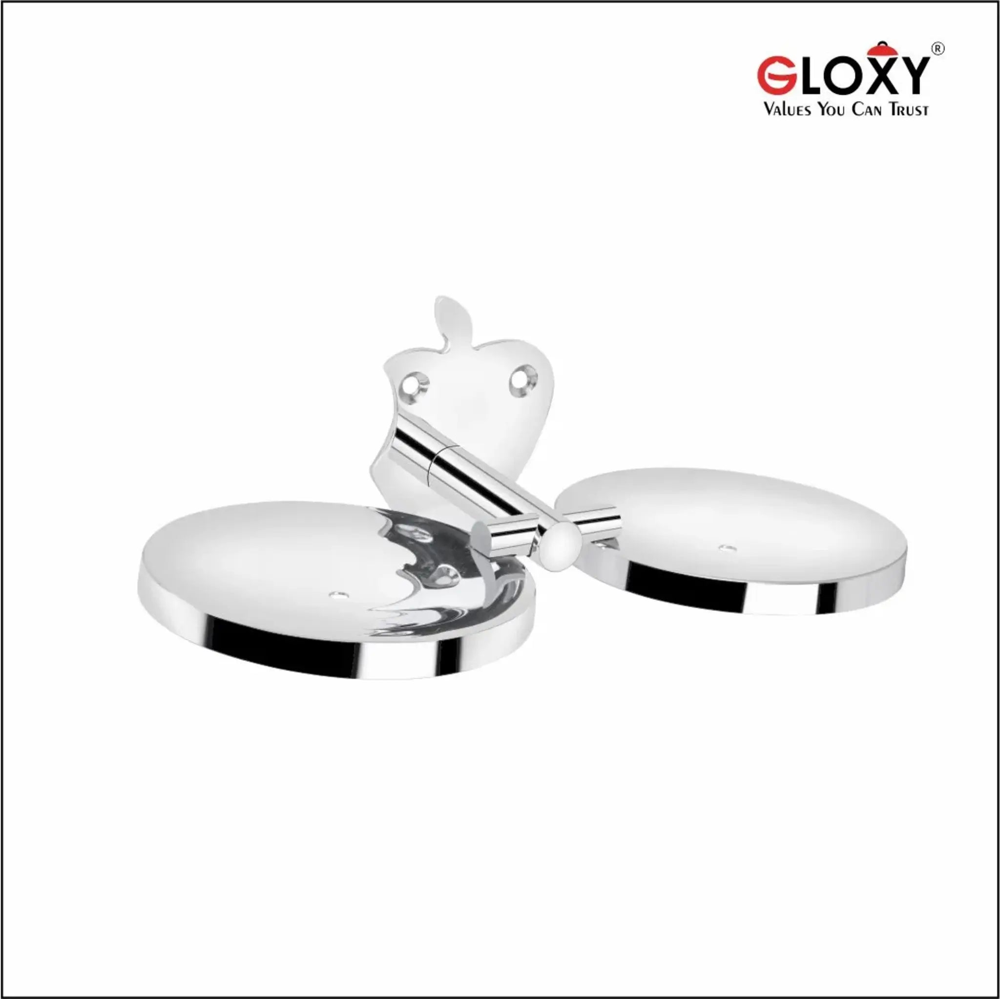 Apple Shape Stainless Steel SS304 Double Soap Dish (Silver)-by GLOXY®
