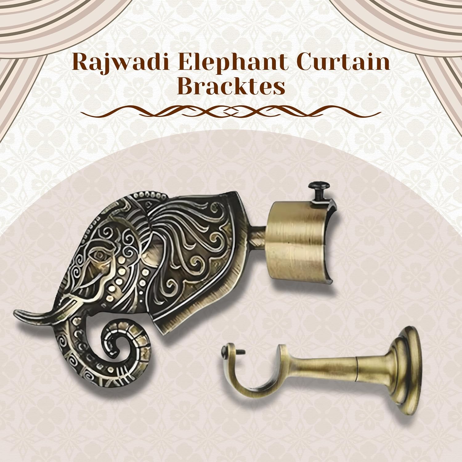 Rajwada Royal Aluminium Curtain Bracket with C Shape Support (Antique)-by GLOXY®