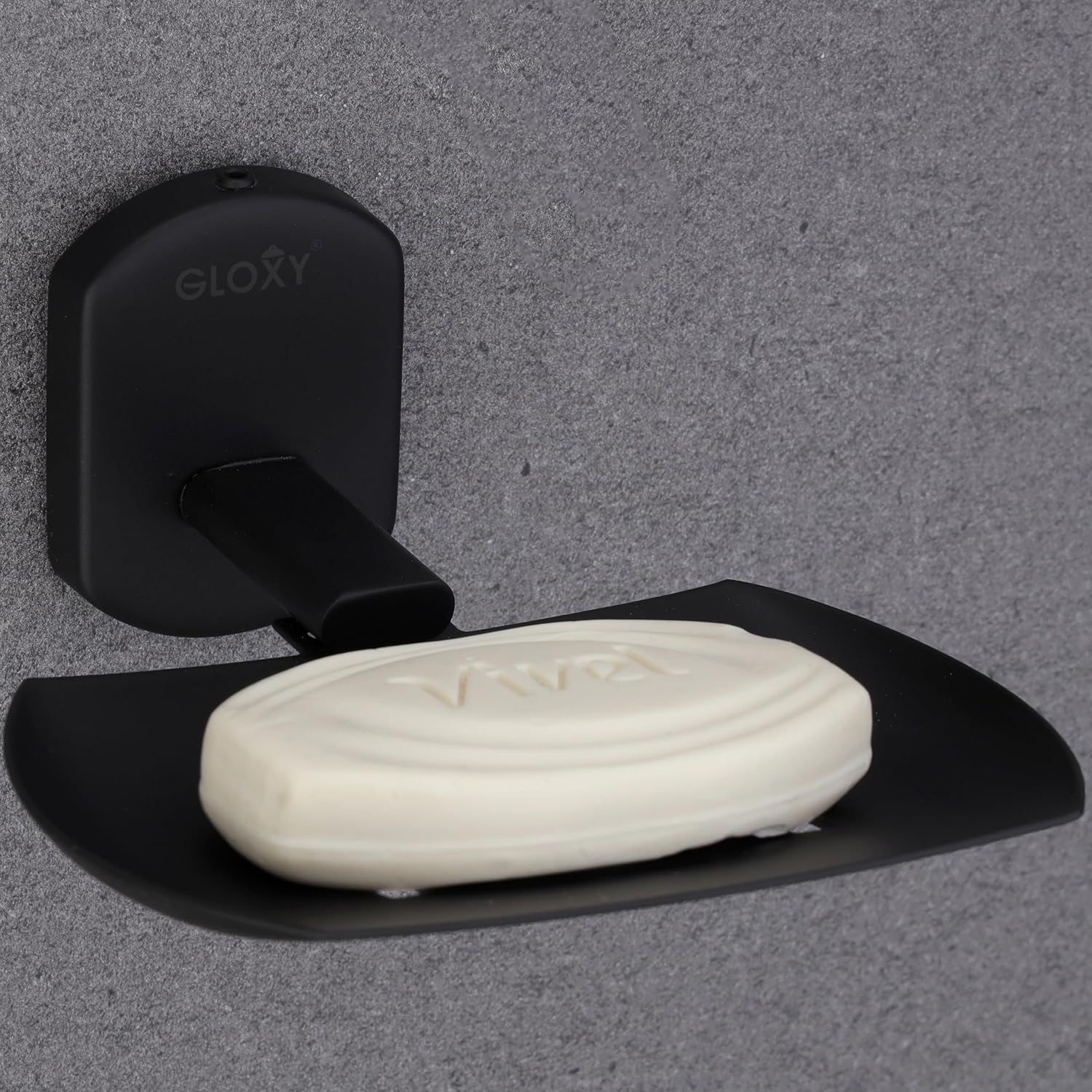Gloxy Squar Shape Stainless Steel 202 Grade Black Matt Finish Single Soap Holder