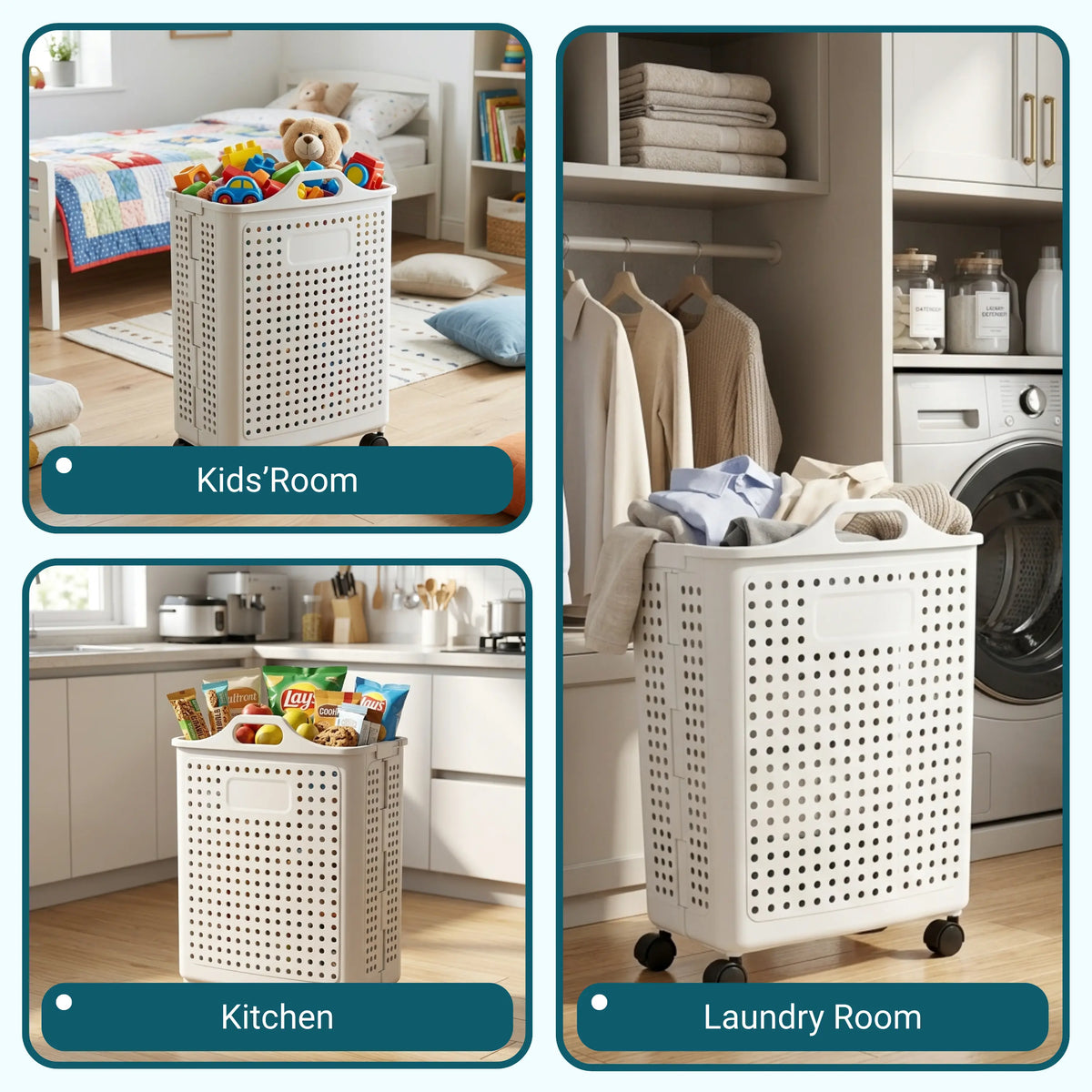 Gloxy 50 L White Laundry Basket (Plastic)