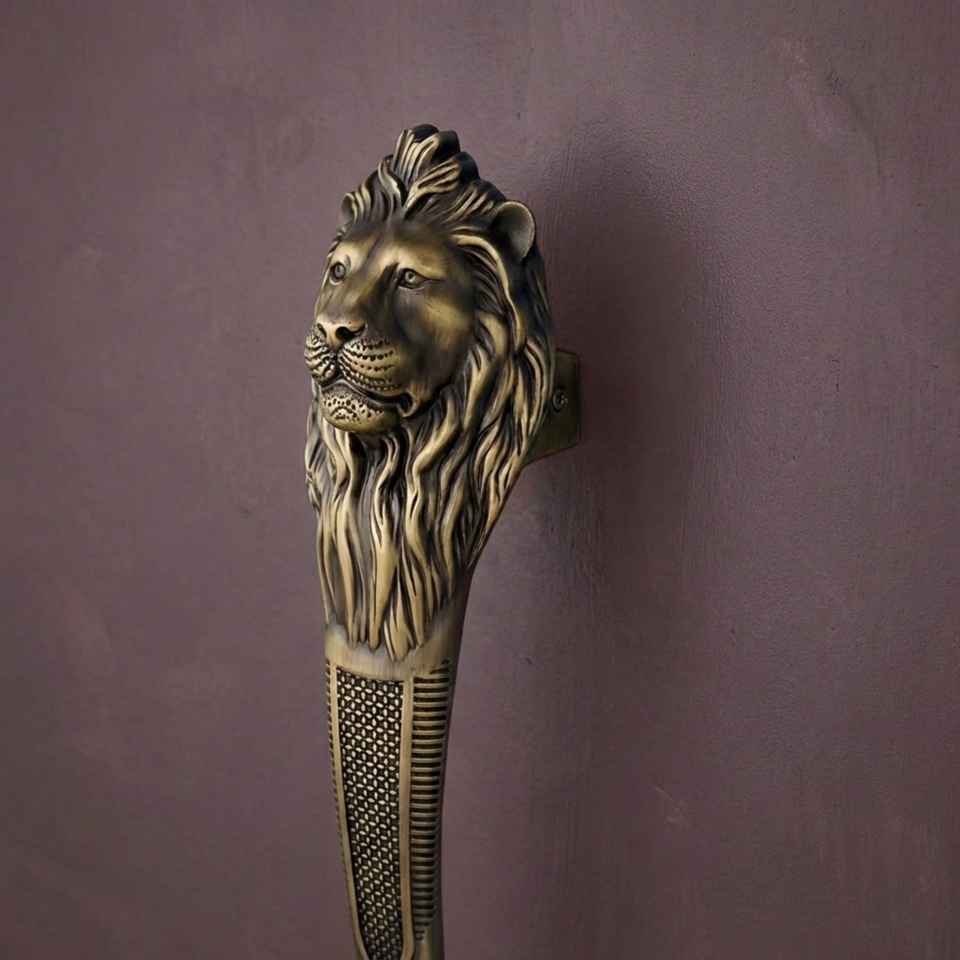 Gloxy Lion Shape Aluminium Antique Main Door Handle 15 Inch -Copper Black