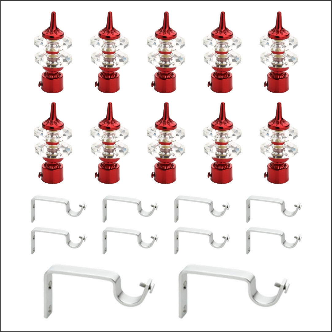 Double Diamond Aluminium Curtain Bracket with Support (Maroon)