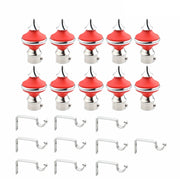 Gloxy Matka Shape Stainless Steel & ABS Curtain Rod Finials with Support– Red 5 Pair