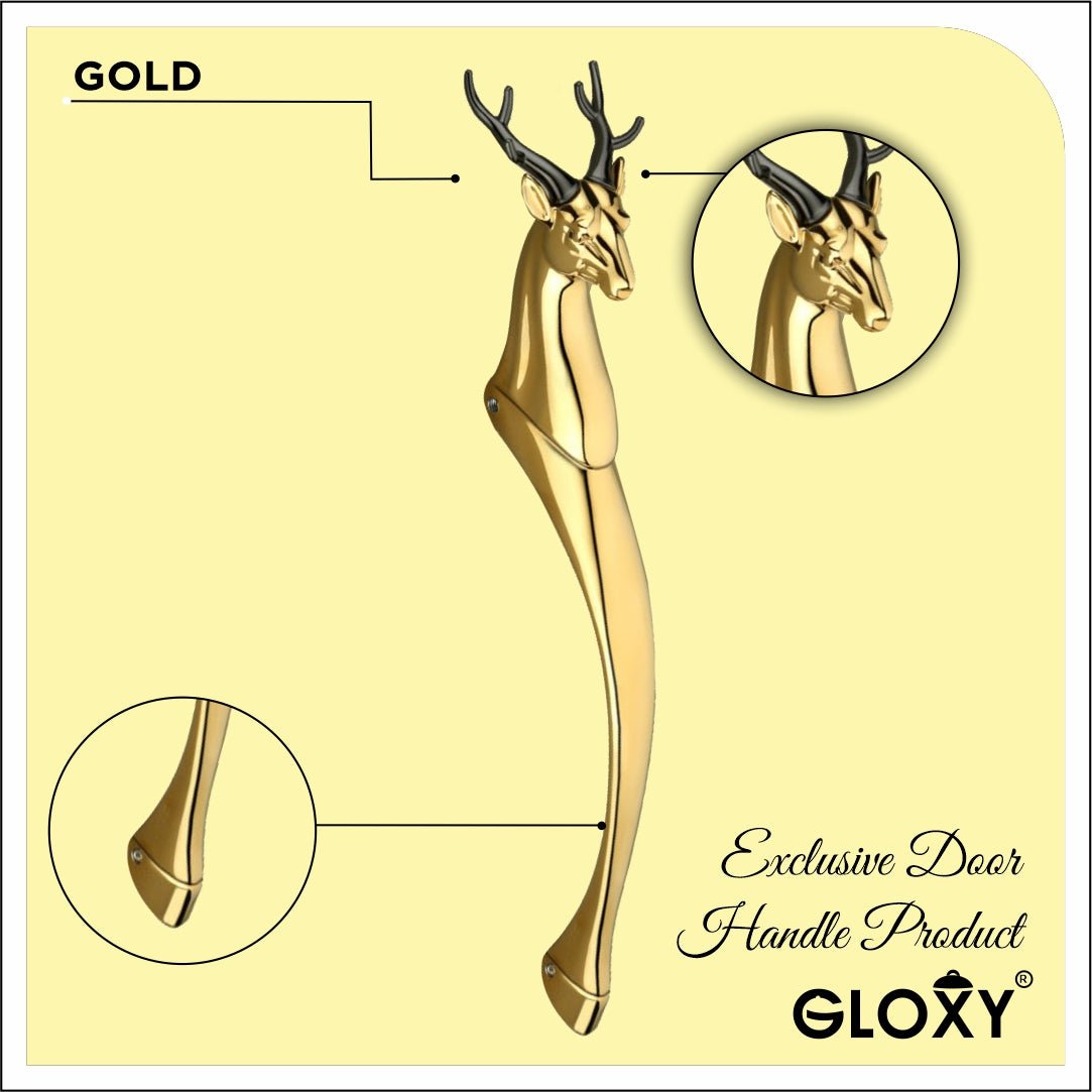 12 inch pull door handle brass deer shape