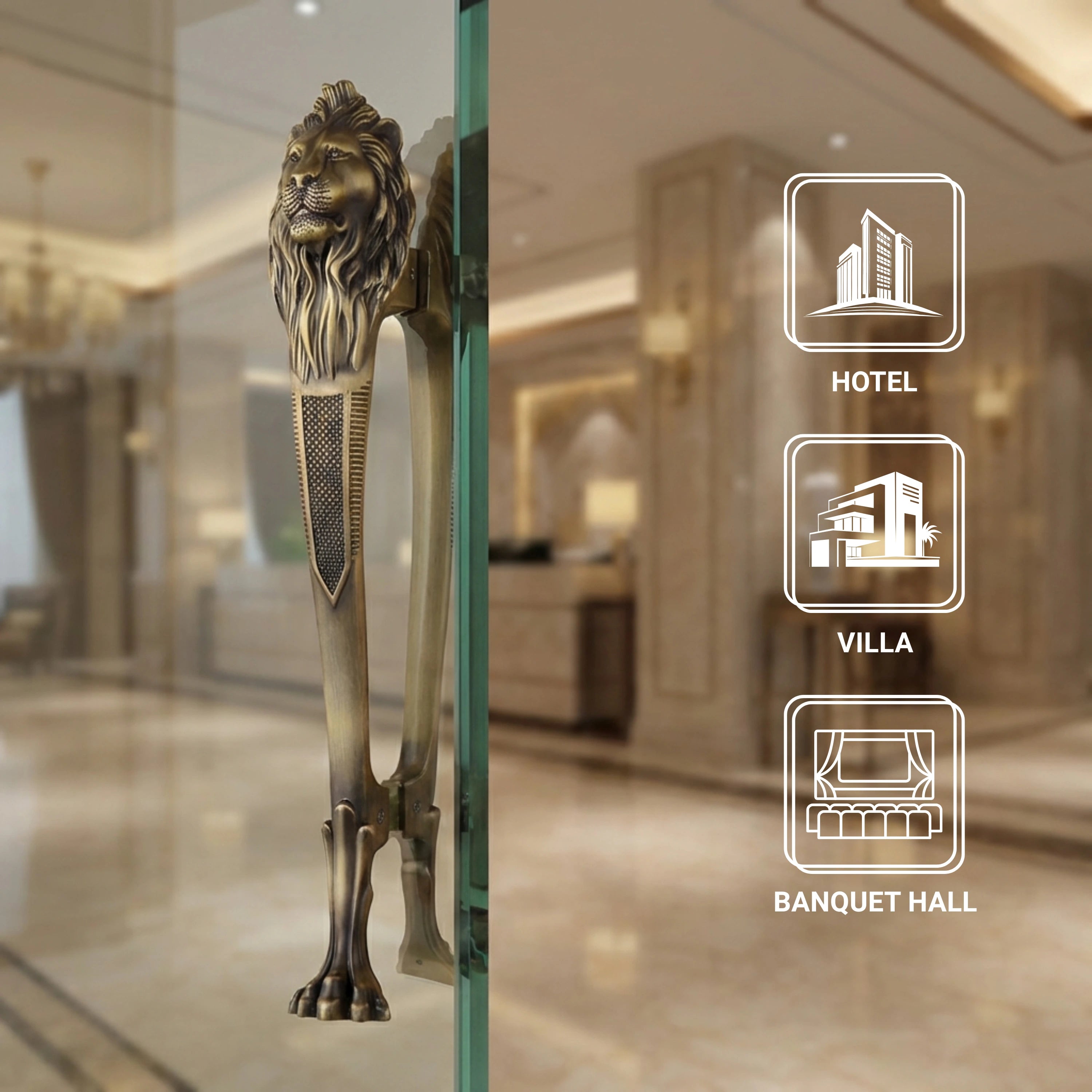 Gloxy Lion Shape Aluminium Antique Door Hardware 15 Inch -Antique Black