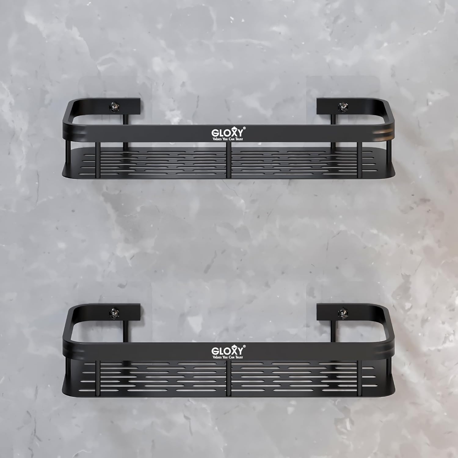 GLOXY Aluminium Alloy Bathroom Shelf Rack Combo