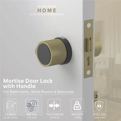 GLOXY Brass Door Lock for Balcony Store Room Door Lock, Mortise Keyless Handle Set with Brass Baby Latch for Home,Office,Hotel | Antique & Black Finish (2 Years Warranty, Pack of 1)