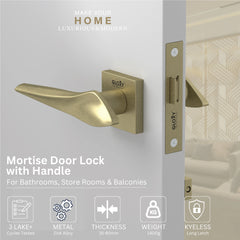 GLOXY Brass Door Lock for Balcony Store Room Door Lock, Mortise Keyless Handle Set with Brass Baby Latch for Home,Office,Hotel | Antique Finish (2 Years Warranty, Pack of 1)