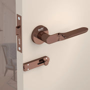 Gloxy Revok Series Rose Gold Finish Mortise Bathroom Door Latch Lock With Handle