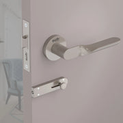 Gloxy Revok Series Satin Chrome Finish Mortise Bathroom Door Latch Lock With Handle