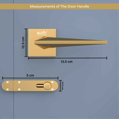 GLOXY Brass Door Lock for Balcony Store Room Door Lock, Mortise Keyless Handle Set with Brass Baby Latch for Home,Office,Hotel | Gold Finish (2 Years Warranty, Pack of 1)